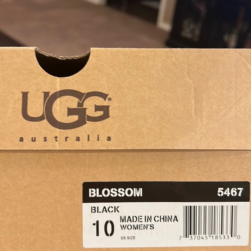 Black UGG clogs. Suede outer. Fur lined.